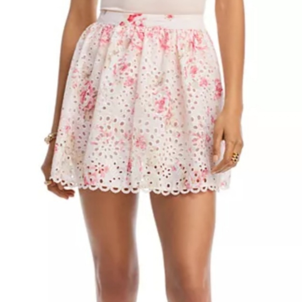 New size Medium Aqua eyelet floral skirt